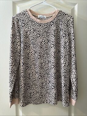 Taupe Long-Sleeve Dot Animal Print Tee